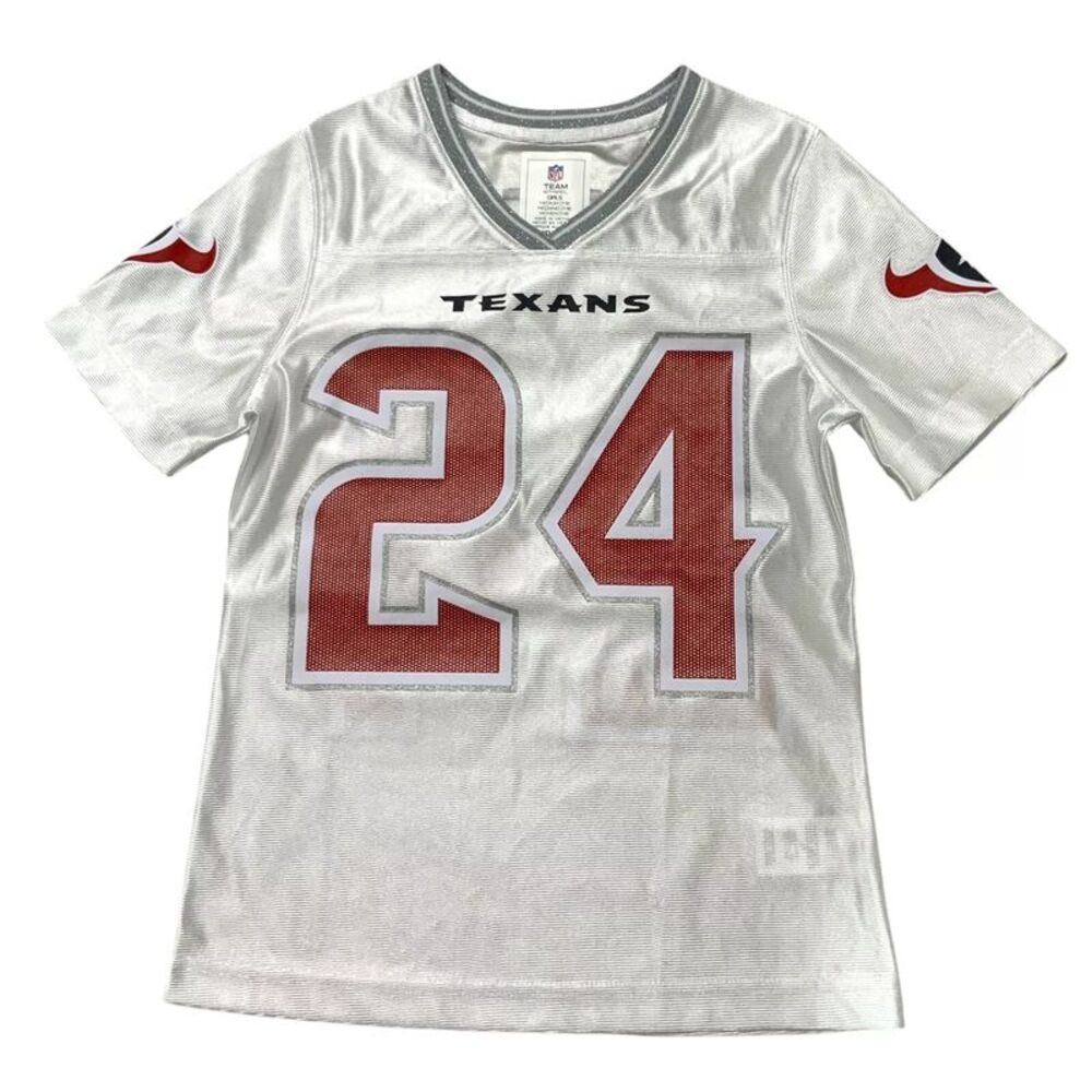 NFL Houston Texans #24 Derek Stingley Jr. Glitter Trim Girls Jersey, M (7/8)